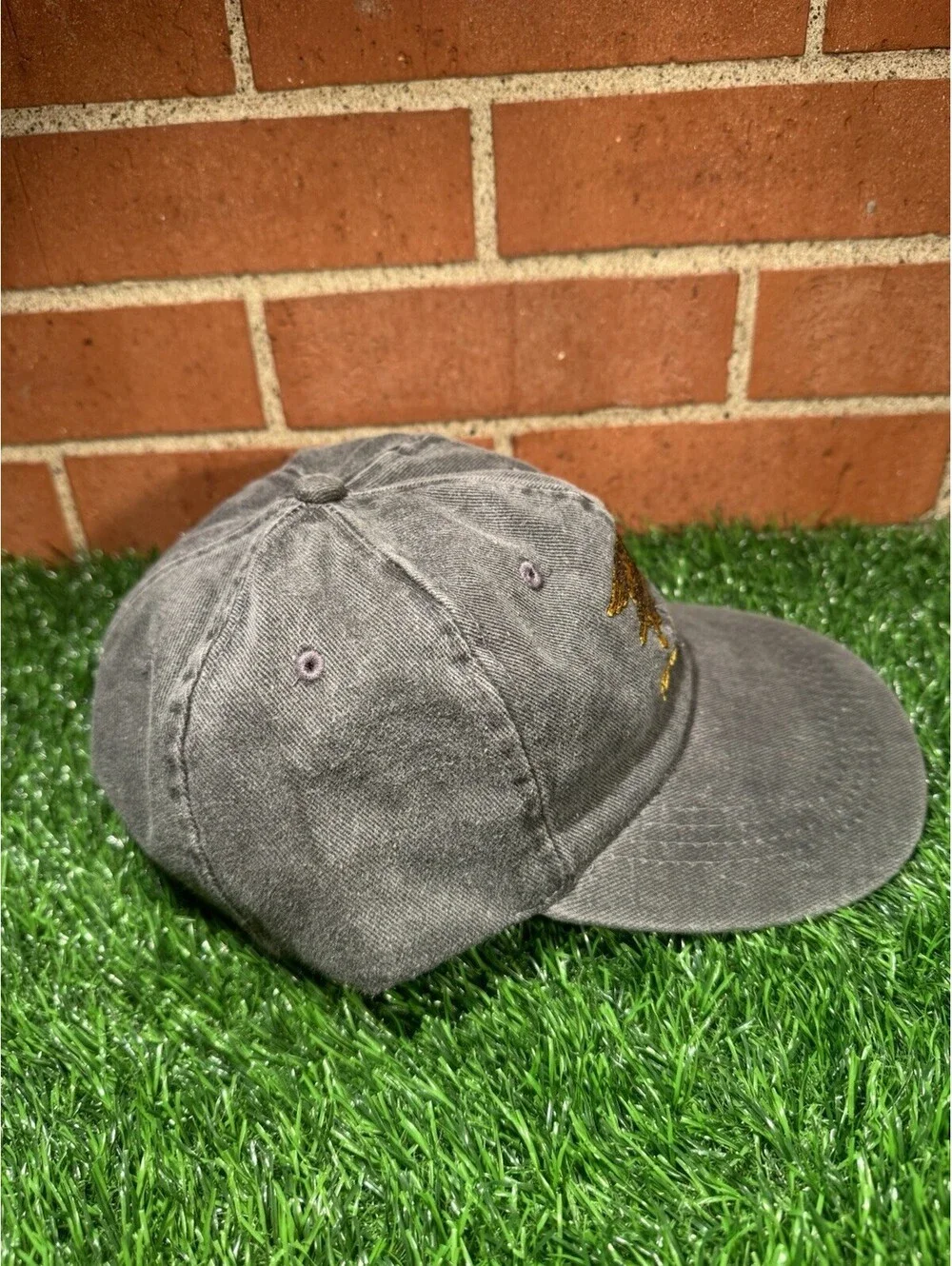 VTG 90 Distressed Black Denim Navy Seal StrapBack Hat By Otto